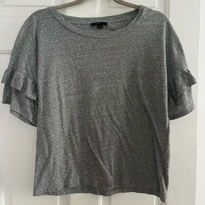 JCREW Gray Ruffle Sleeve Women's Top